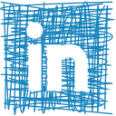 Blue LinkedIn logo with lowercase "in" on a textured square background