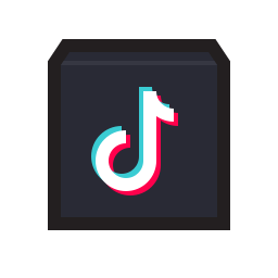 TikTok logo — stylized white, cyan, and pink musical note on a dark rounded-square background